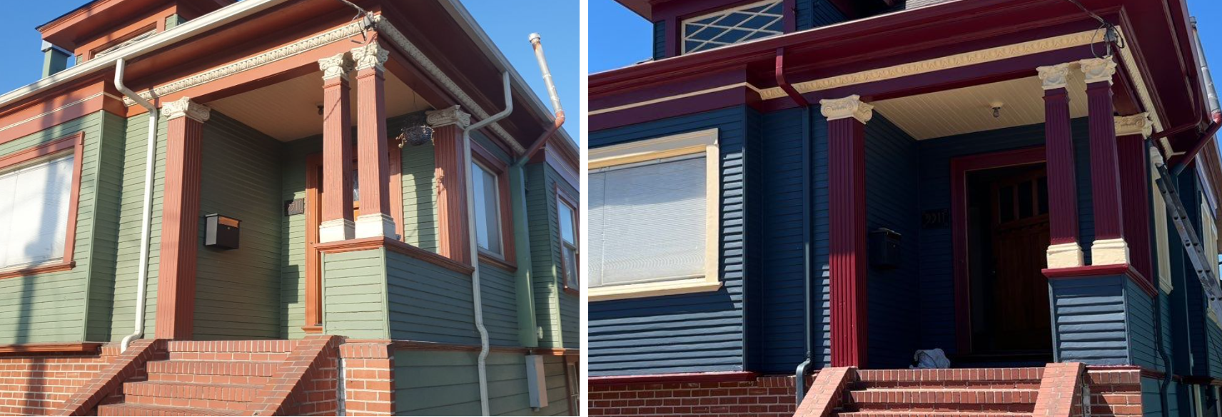 Before and after photos of Oakland exterior house painting
